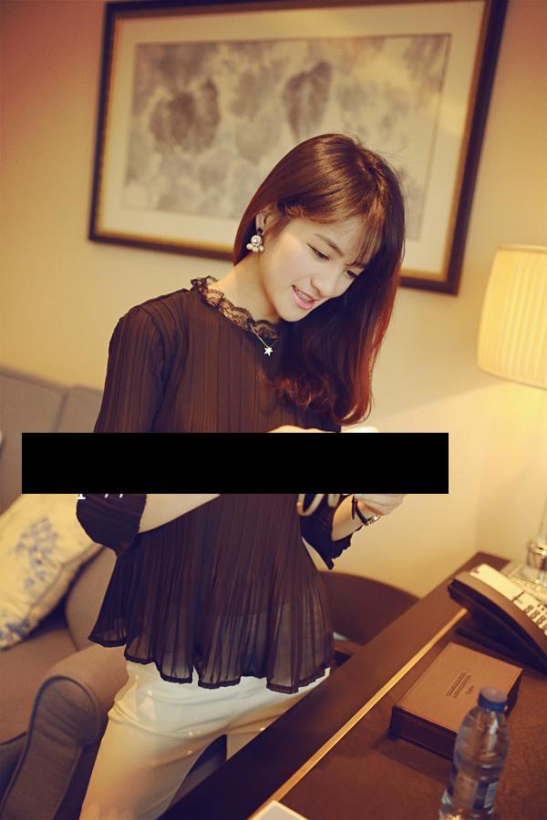 WT6071 Sexy Chiffon Top Black